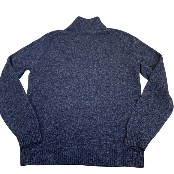 J. Crew 1/4 Zip Mock Neck Wool Knit Sweater Marled Navy Blue Casual Sz L Tall - Picture 8 of 15